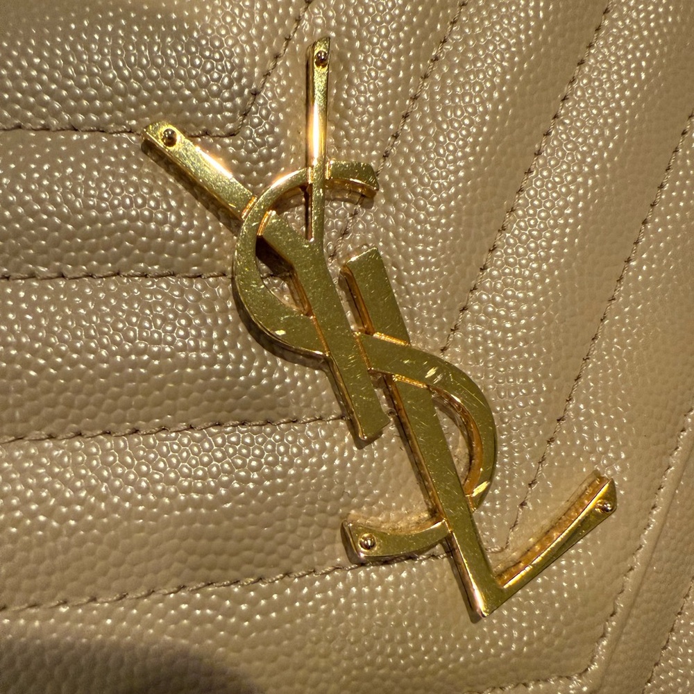Saint Laurent Beige Quilted Leather Chain Wallet with Gold Hardware - Picture 15 of 15